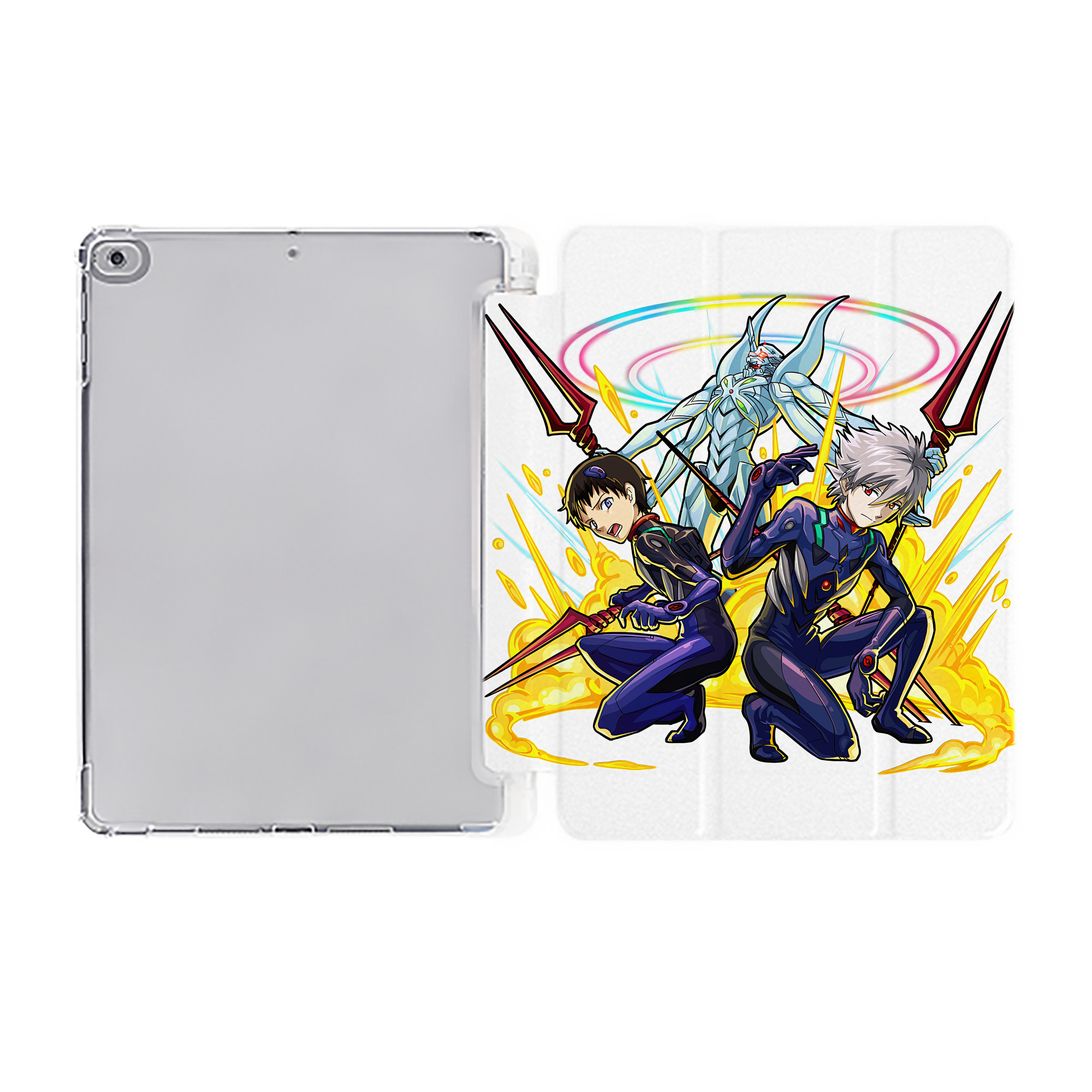 （画像用） EVA 新世紀エヴァンゲリオン IPad ケース ペン収納付き 三つ折りスタンド PUレザー×シリコン 対応機種9.5/10.5/10.9インチ